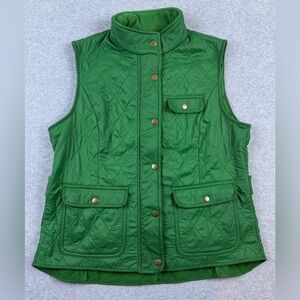 Talbots Green Quilted Snap-Front Vest